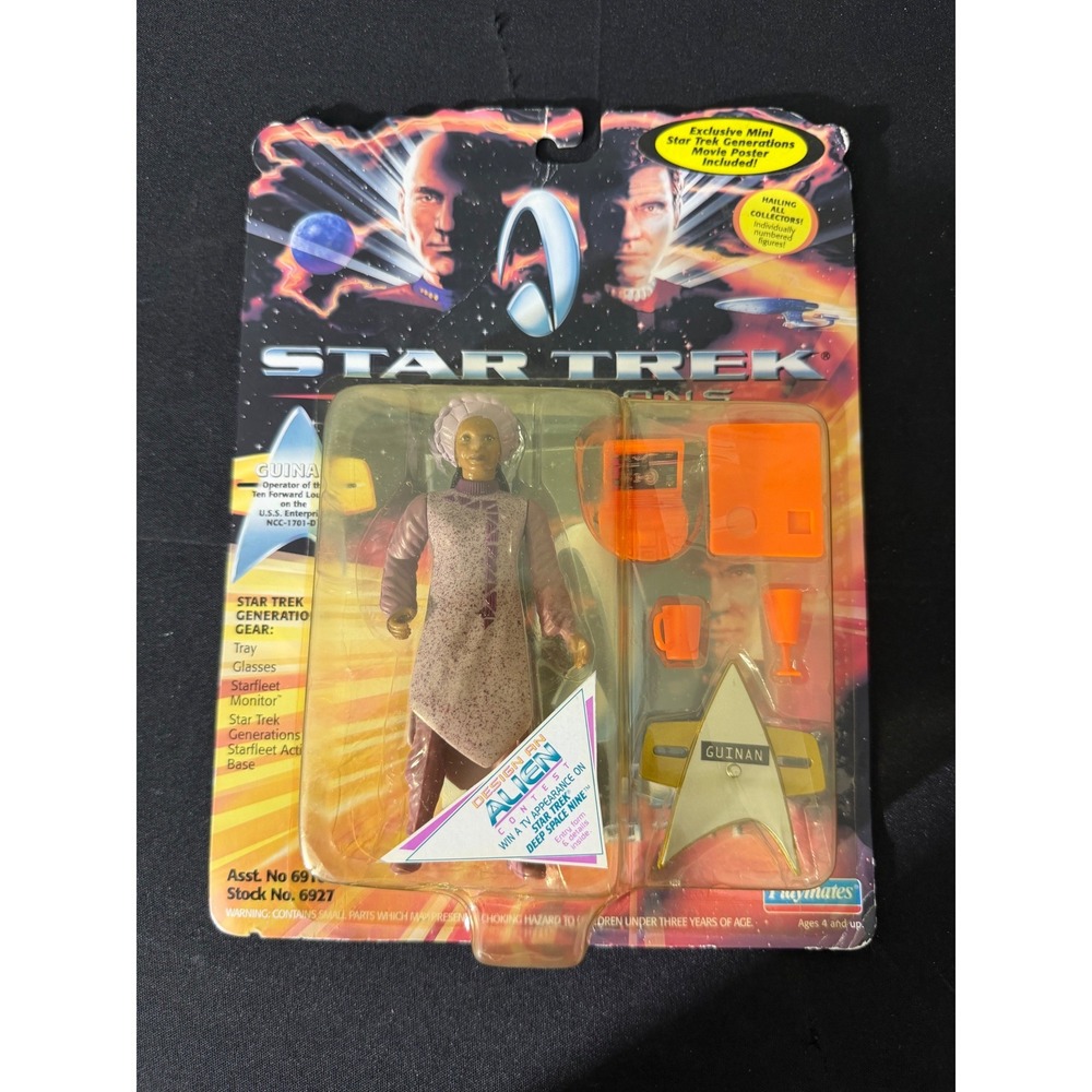 Playmates Star Trek Generations‎ Guinan 4.5" NIB Purple 1994 Whoopi Goldberg
